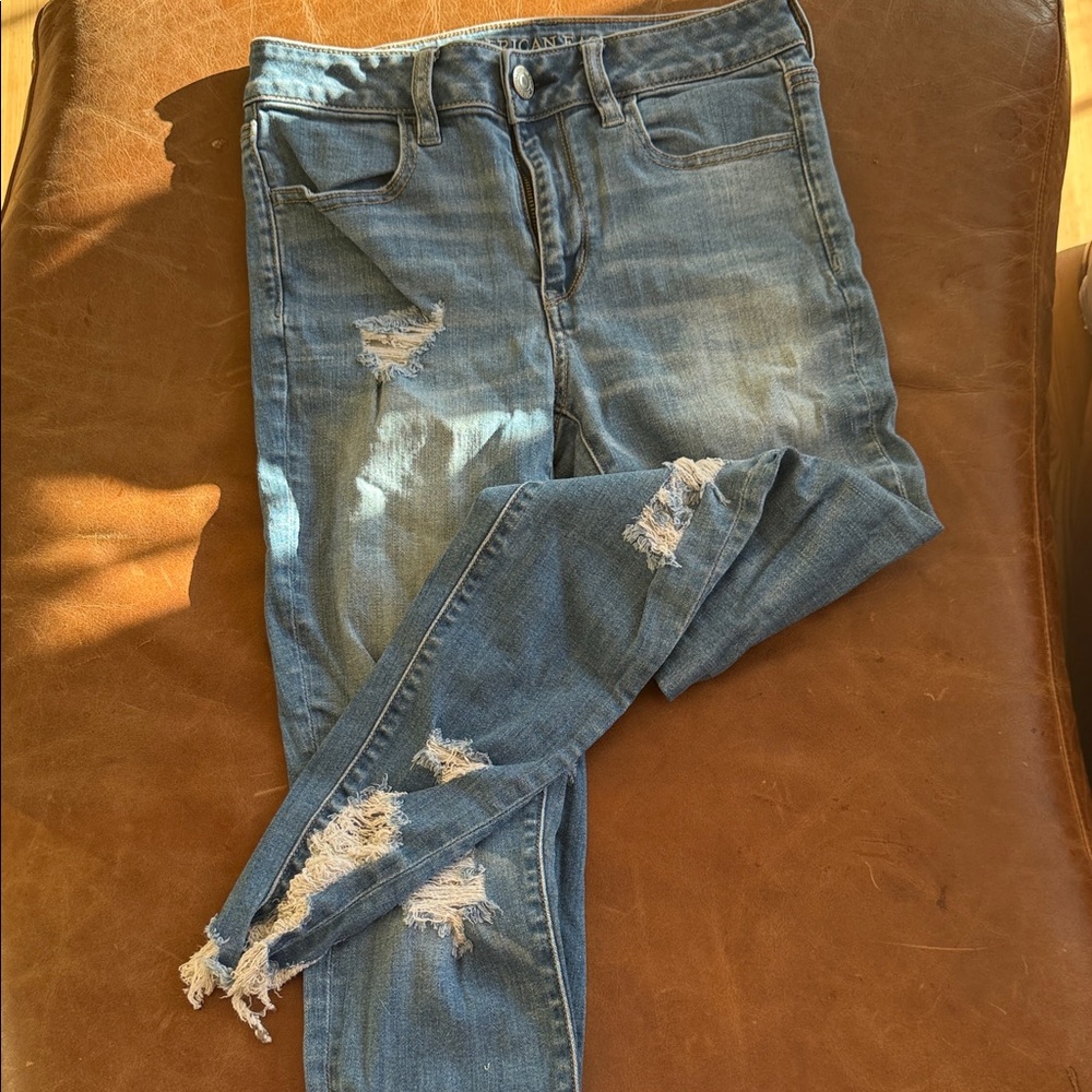 American Eagle Outfitters Ripped Blue Skinny Jeans